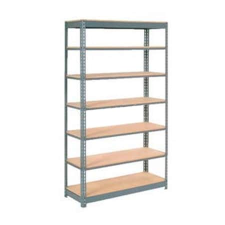 Global Industrial Heavy Duty Shelving 48W x 12D x 96H With 7 Shelves, Wood Deck, Gray B2297726